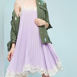 Moulinette Soeurs  Purple Pleated Lace  Dress SM Coquette Babydoll Anthropologie
